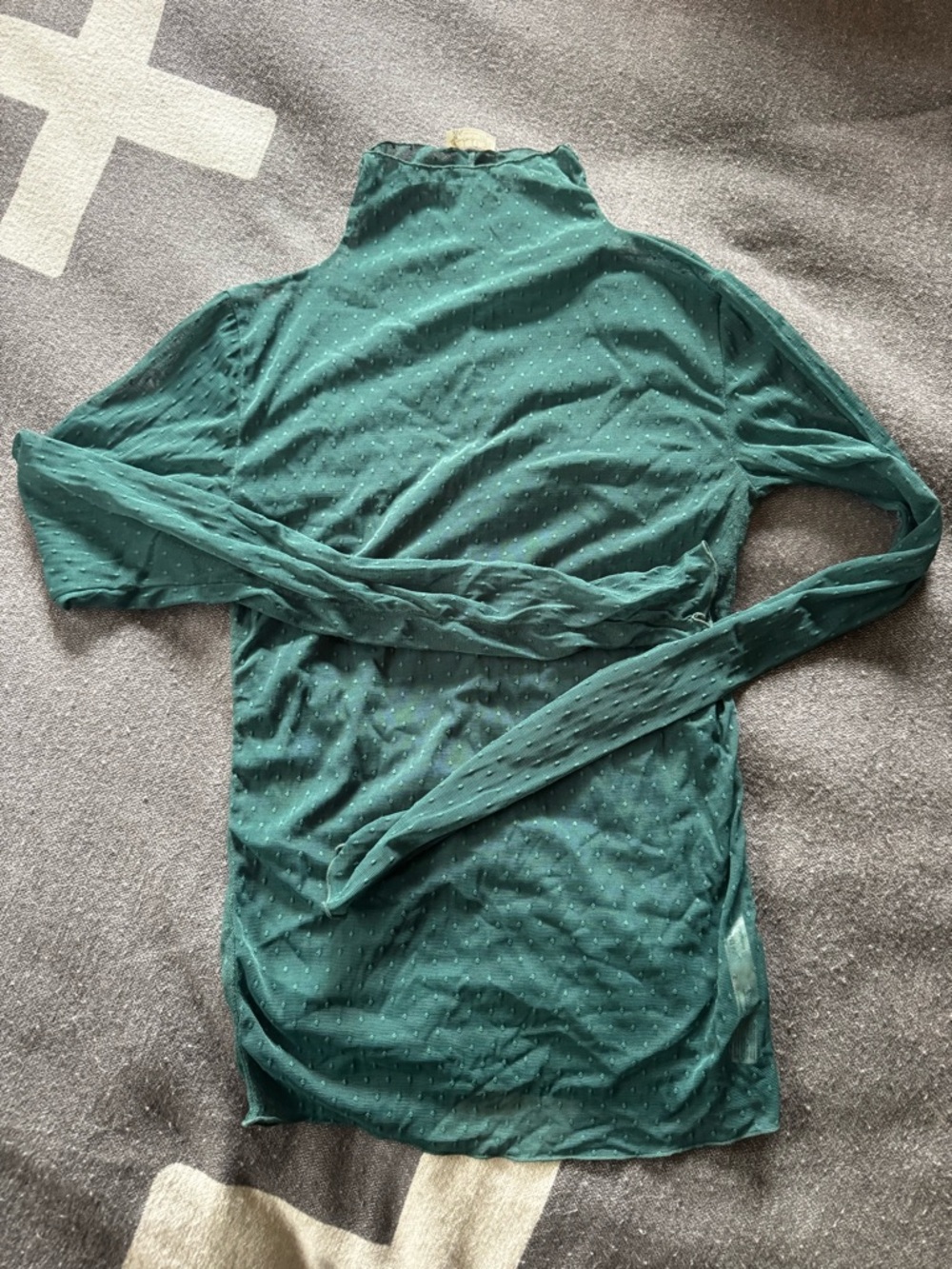 Free People Teal Sheer Dot Long Sleeve Top